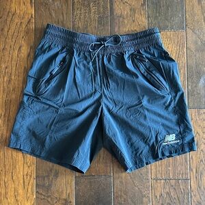 Black New Balance Drawstring Nylon Shorts